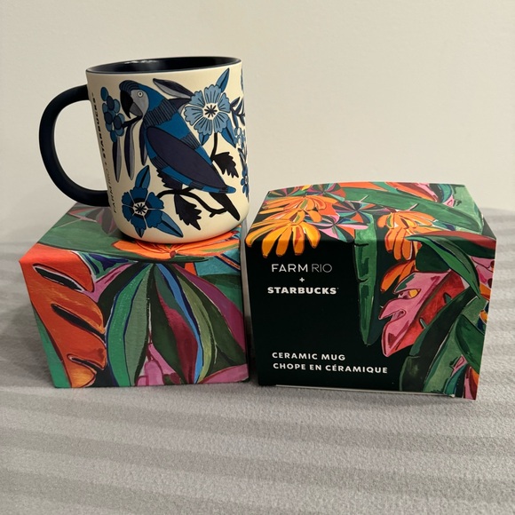 FARM Rio Other - FARM Rio Blue and Cream Decor Accents Starbucks Ceramic Mug.